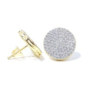 Yellow Gold Finish Lab Diamond Round Earrings 14MM
